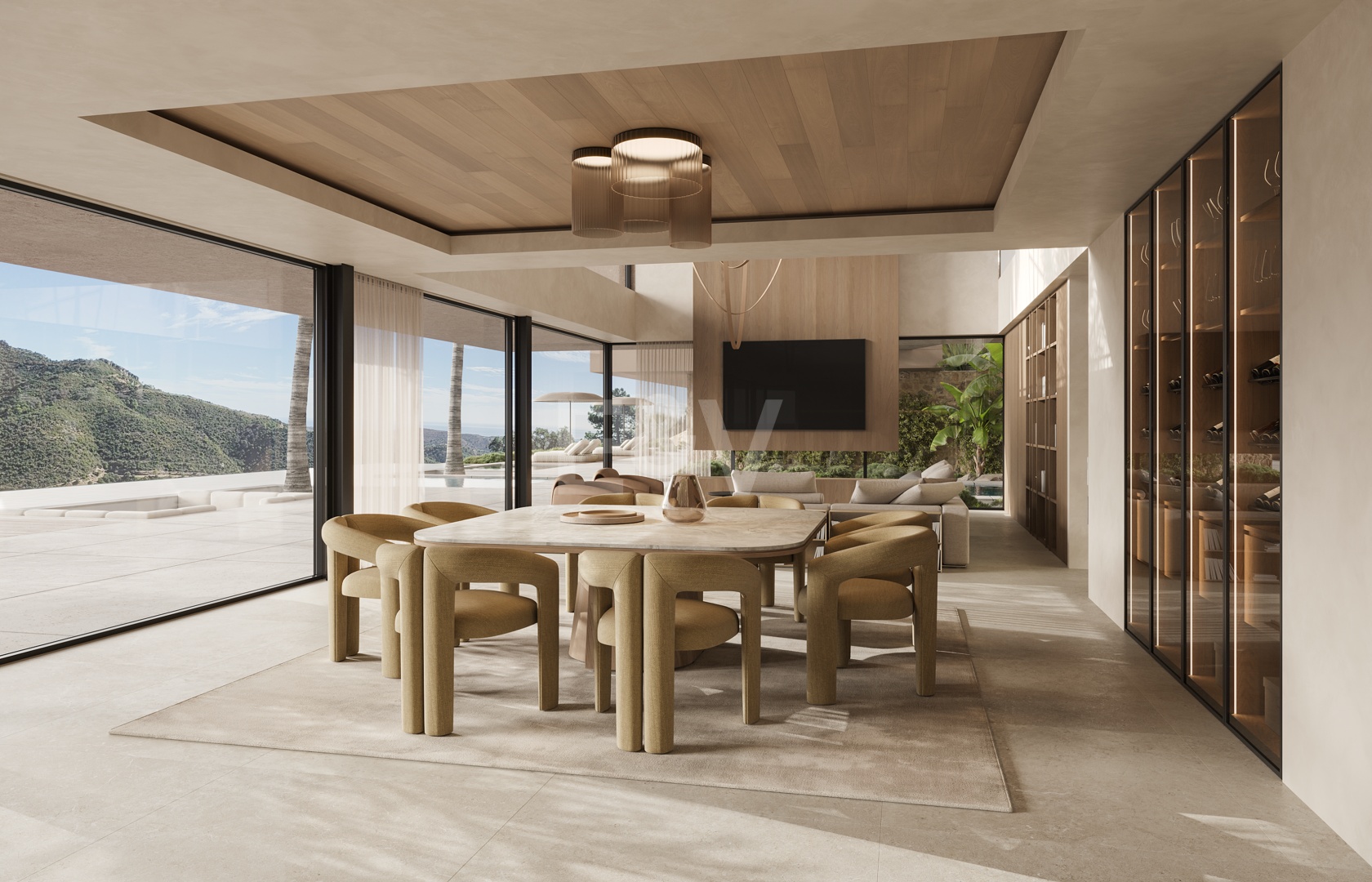 Luxusvilla mit Panoramablick auf Meer und Berge und privatem Spa