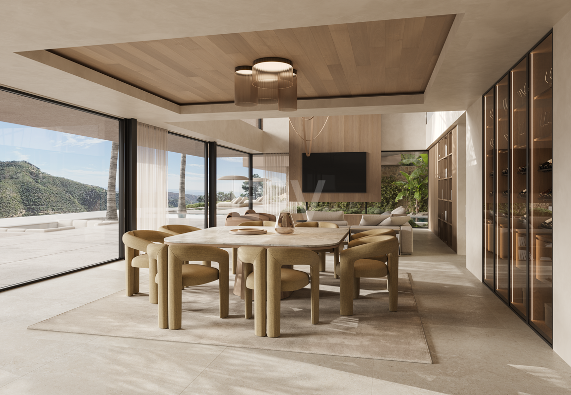 Luxusvilla mit Panoramablick auf Meer und Berge und privatem Spa