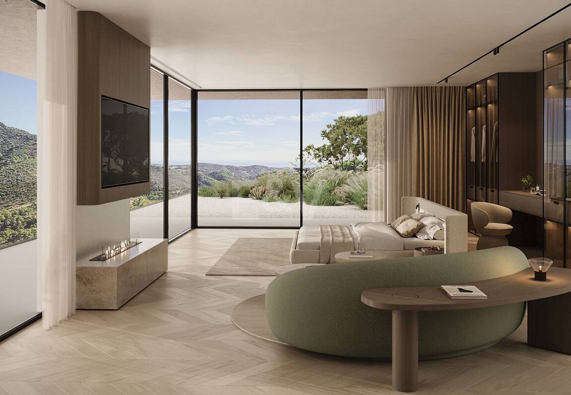 Luxusvilla mit Panoramablick auf Meer und Berge und privatem Spa