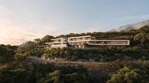 Luxusvilla mit Panoramablick auf Meer und Berge und privatem Spa