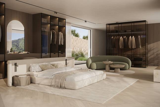 Luxusvilla mit Panoramablick auf Meer und Berge und privatem Spa