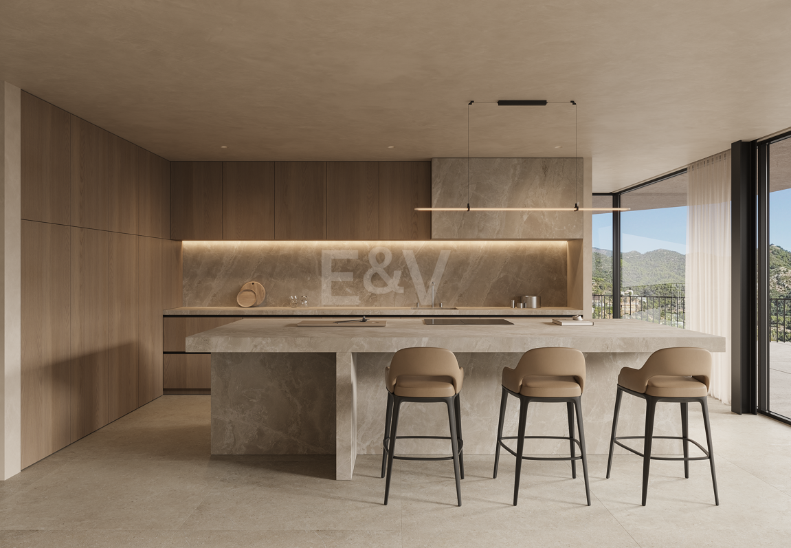 Luxusvilla mit Panoramablick auf Meer und Berge und privatem Spa