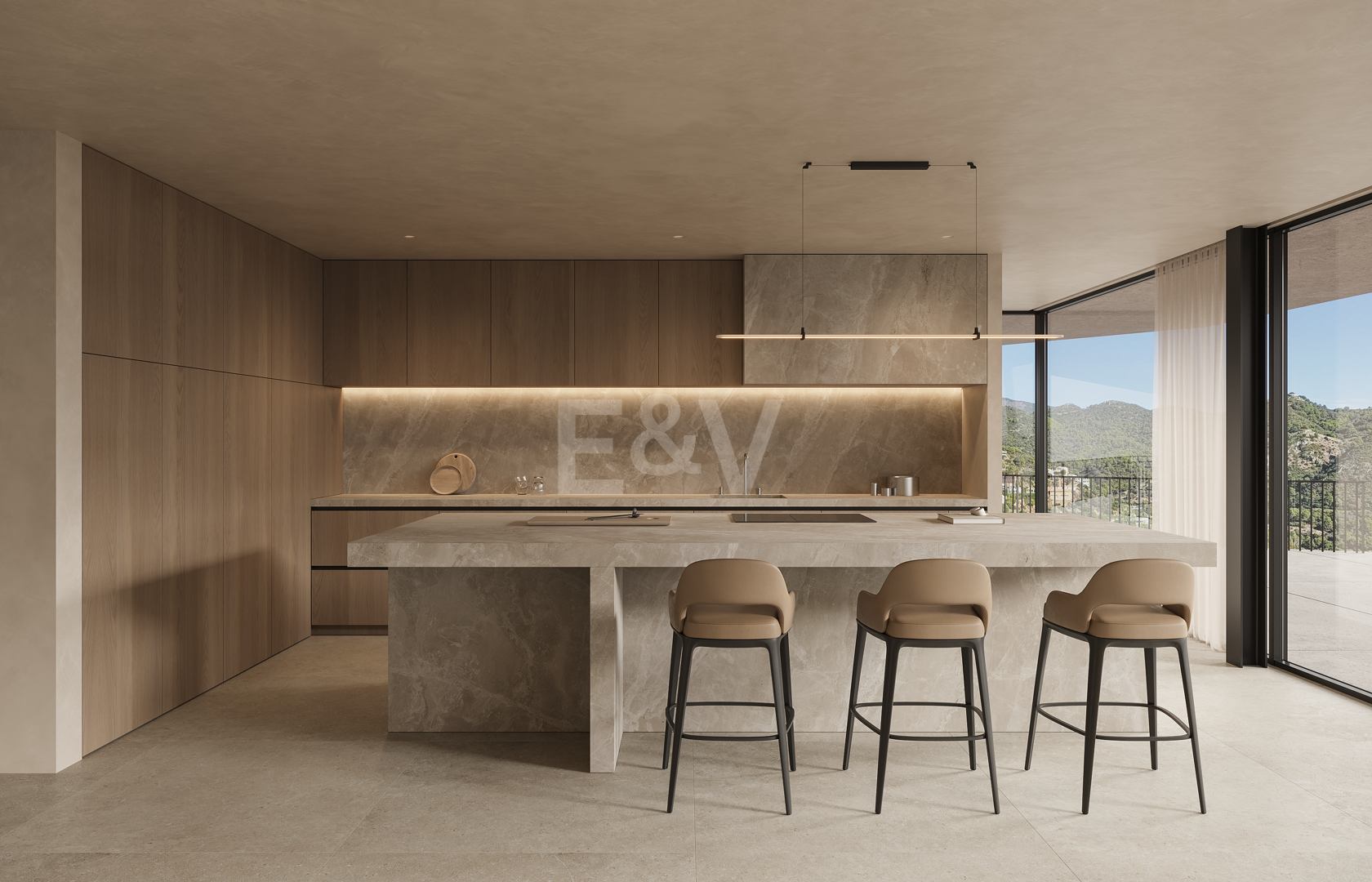 Luxusvilla mit Panoramablick auf Meer und Berge und privatem Spa