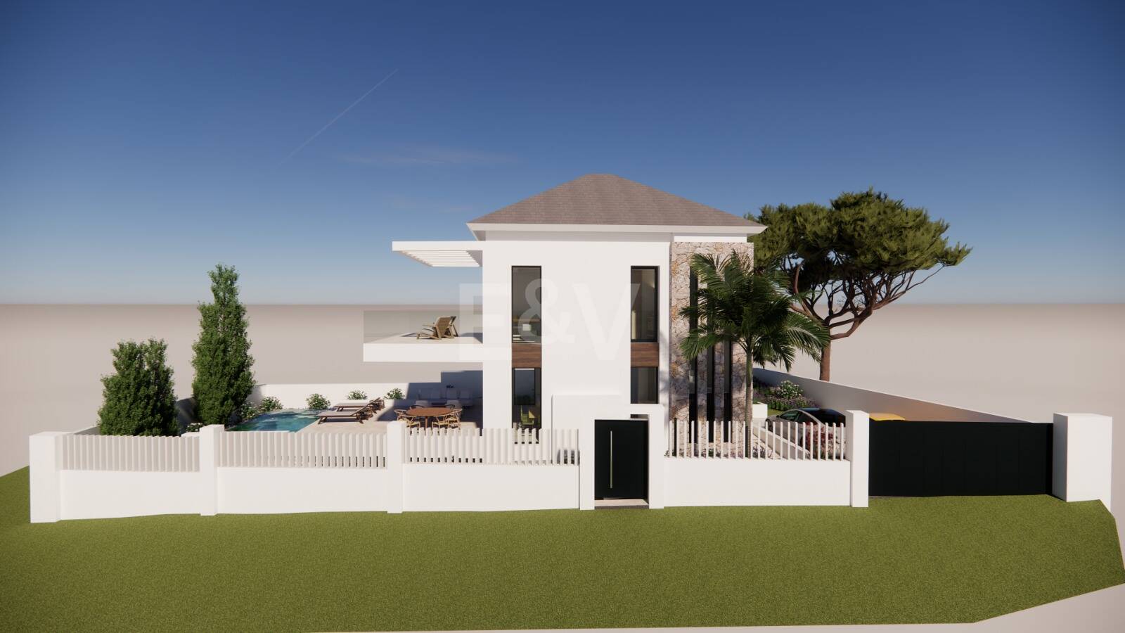 Modern Beachside Living: Contemporary Villa Steps from the Shore and Amenities in Las Chapas Playa