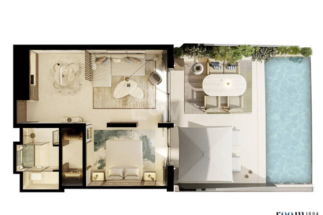 Exclusive One-Bedroom Aqua Apartment in Azurean with 5* Destination by Hyatt Management