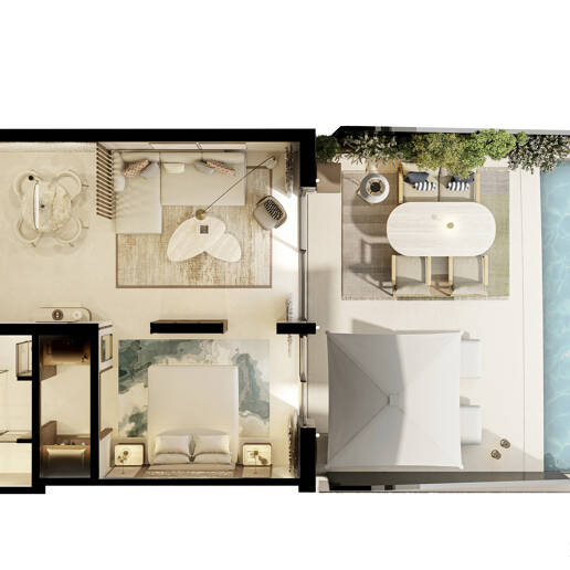 Exclusive One-Bedroom Aqua Apartment in Azurean with 5* Destination by Hyatt Management