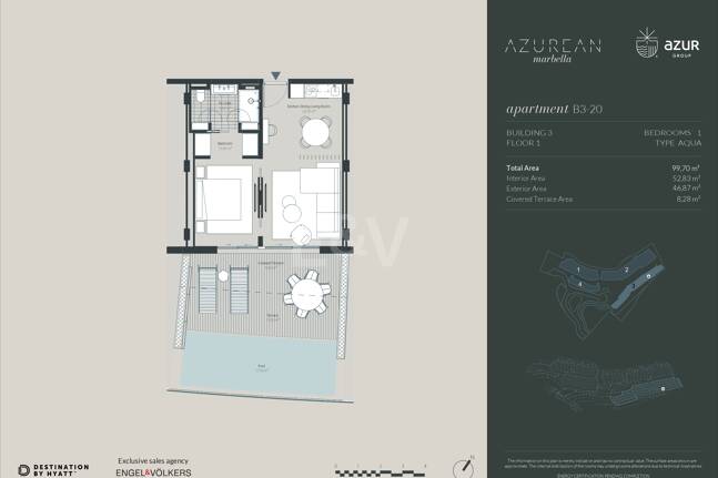 Exclusive One-Bedroom Aqua Apartment in Azurean with 5* Destination by Hyatt Management