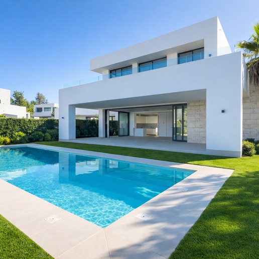 Luminosa villa contemporánea con vistas al atardecer cerca de la ciudad de Marbella