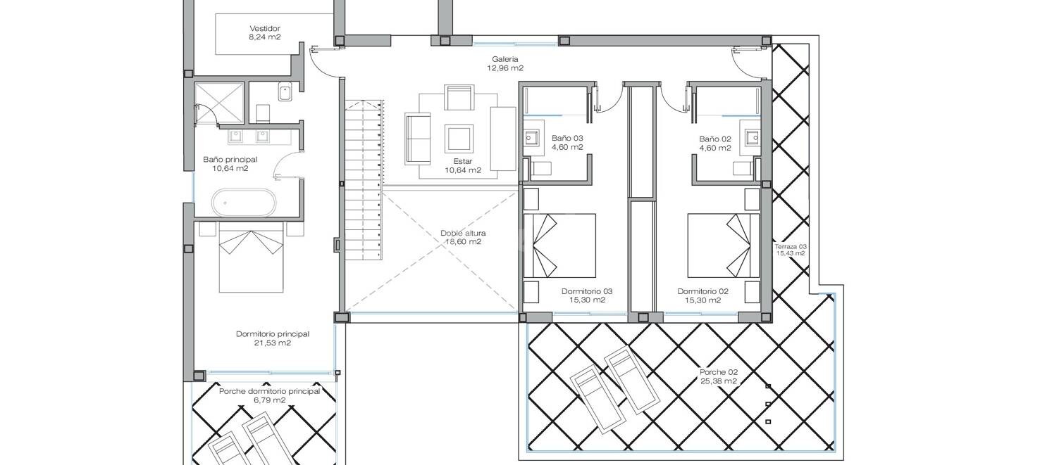 Villa chic sobre plano en parcela amplia con vistas panorámicas al mar