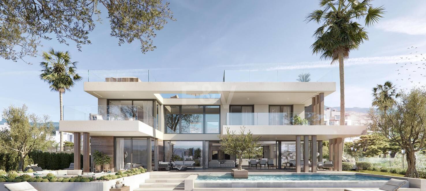 Villa chic sobre plano en parcela amplia con vistas panorámicas al mar
