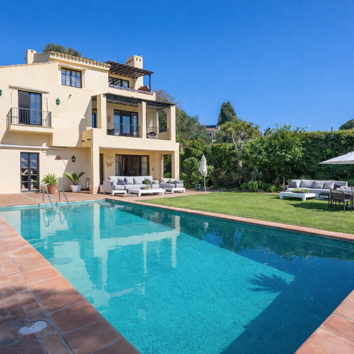 Andalusische Villa mit Meerblick, privatem Garten und Pool