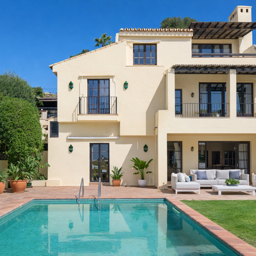 Andalusische Villa mit Meerblick, privatem Garten und Pool