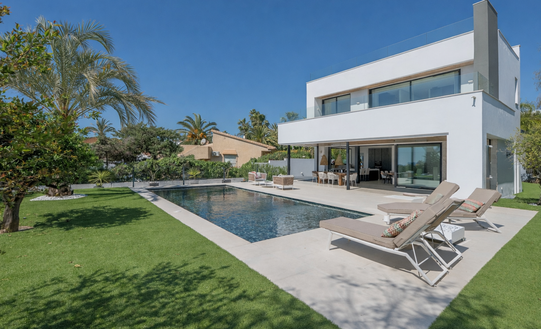 Contemporary Beachside Villa with Panoramic Sea Views