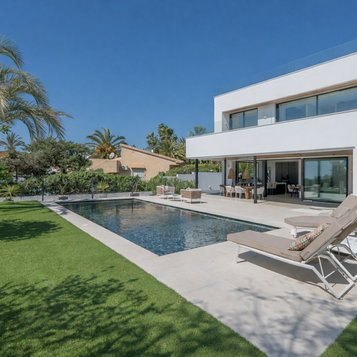 Contemporary Beachside Villa with Panoramic Sea Views