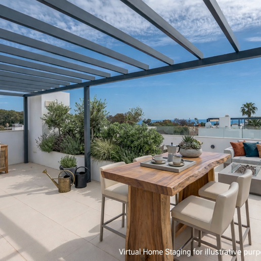 Samtida Beachside Villa med uppvärmd pool och fantastisk tak Terrace