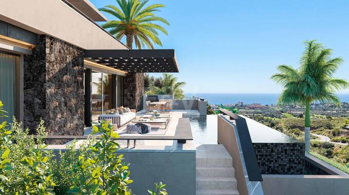 Villa con vistas panorámicas al mar en construcción en El Rosario, Marbella Este