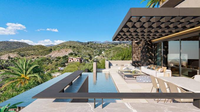 Villa mit Panoramablick auf das Meer im Bau in El Rosario, Marbella Ost