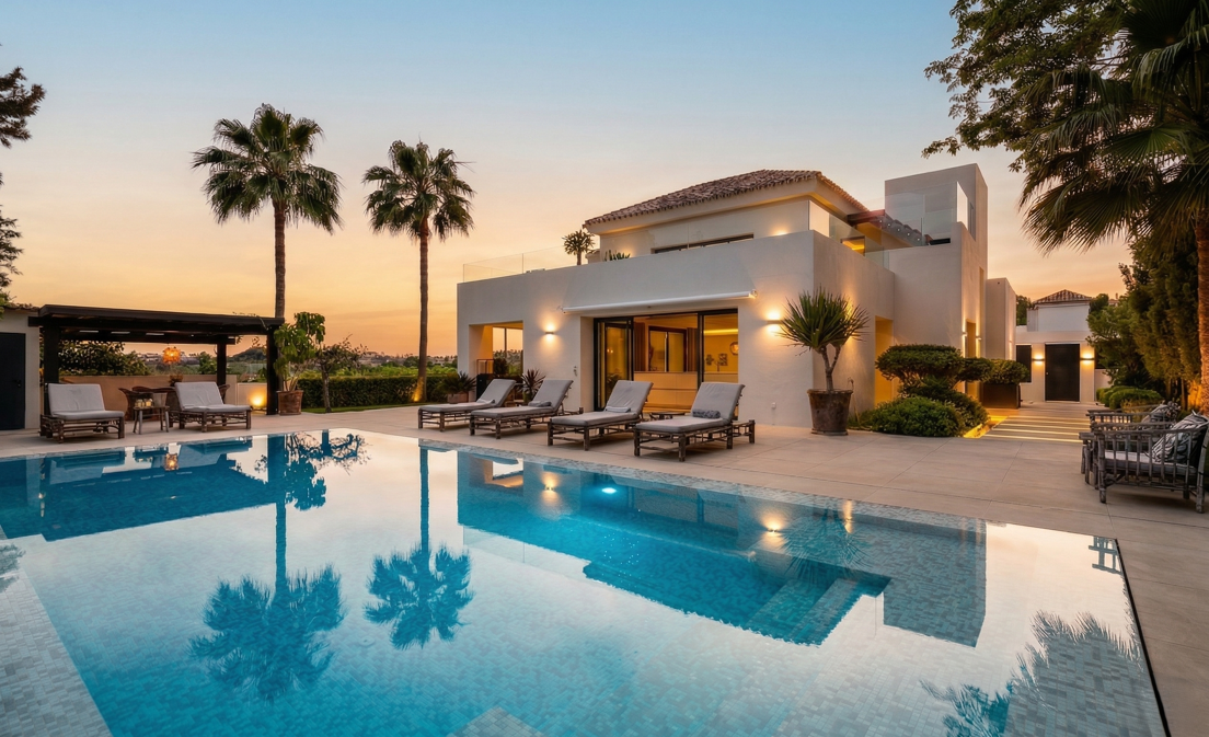Golf-Luxus in erster Reihe: Moderne andalusische Villa mit Panoramablick in Los Naranjos