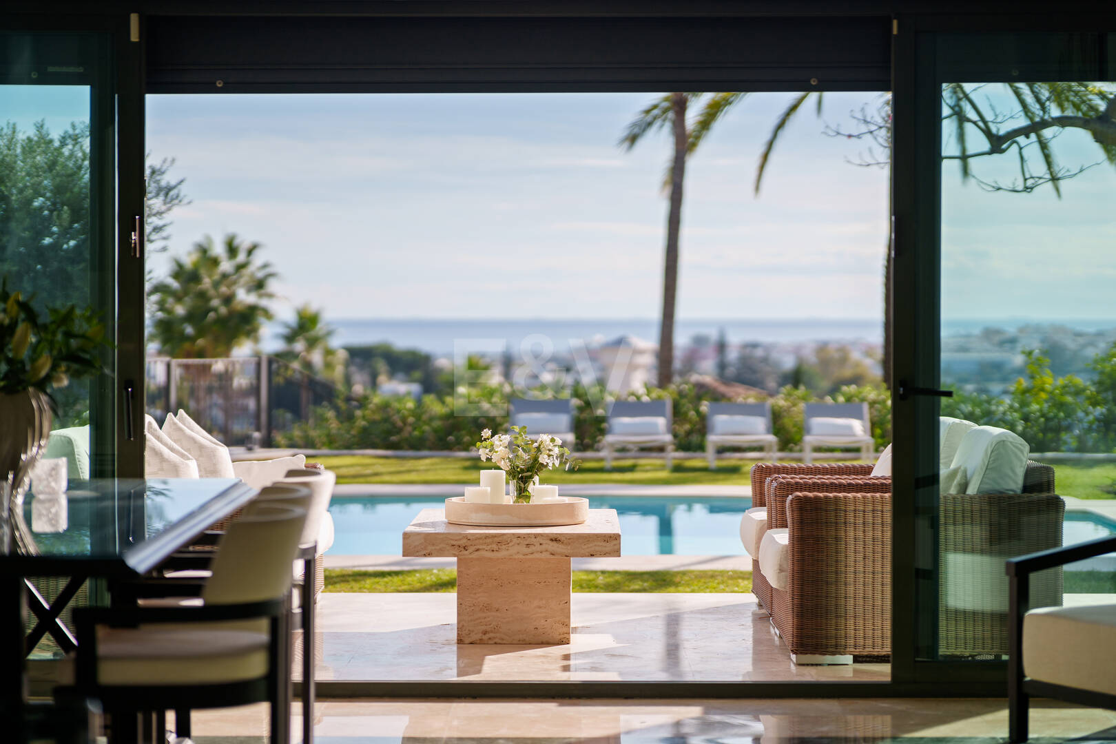 Elegant Single-Level Villa in Nueva Andalucia with Sea Views and Complete Privacy