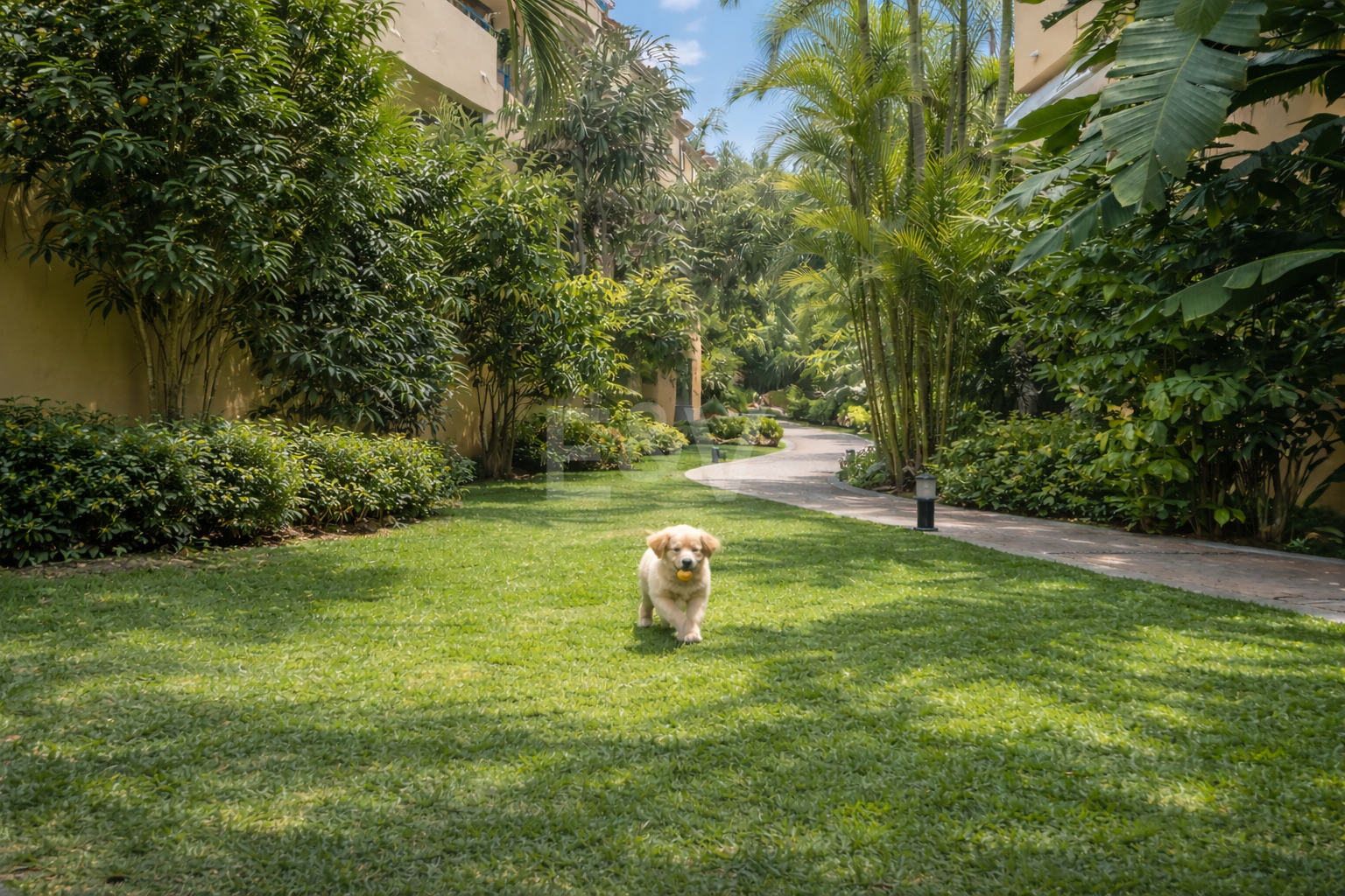 Gartenwohnung am Strand mit Touristenlizenz in einer bewachten Wohnanlage – Strandclubs, internationale Schulen und Annehmlichkeiten zu Fuß erreichbar