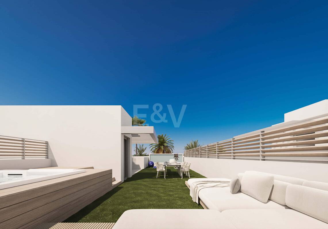 Maison de ville moderne avec Solarium magnifique et Jacuzzi, à quelques pas des équipements locaux et de la plage
