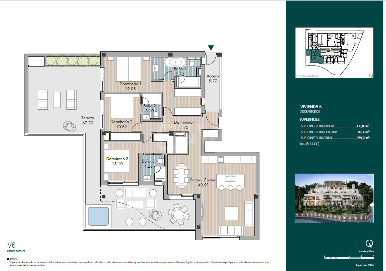 Apartamento de lujo en planta media con piscina y terraza panorámica