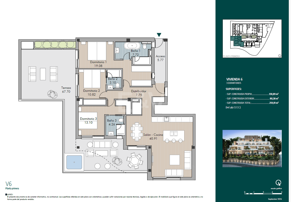 Apartamento de lujo en planta media con piscina y terraza panorámica