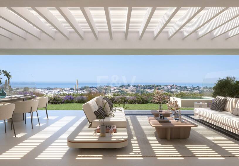 Garden Lägenhet med panoramautsikt över havet och bergen i en lyx urbanisering