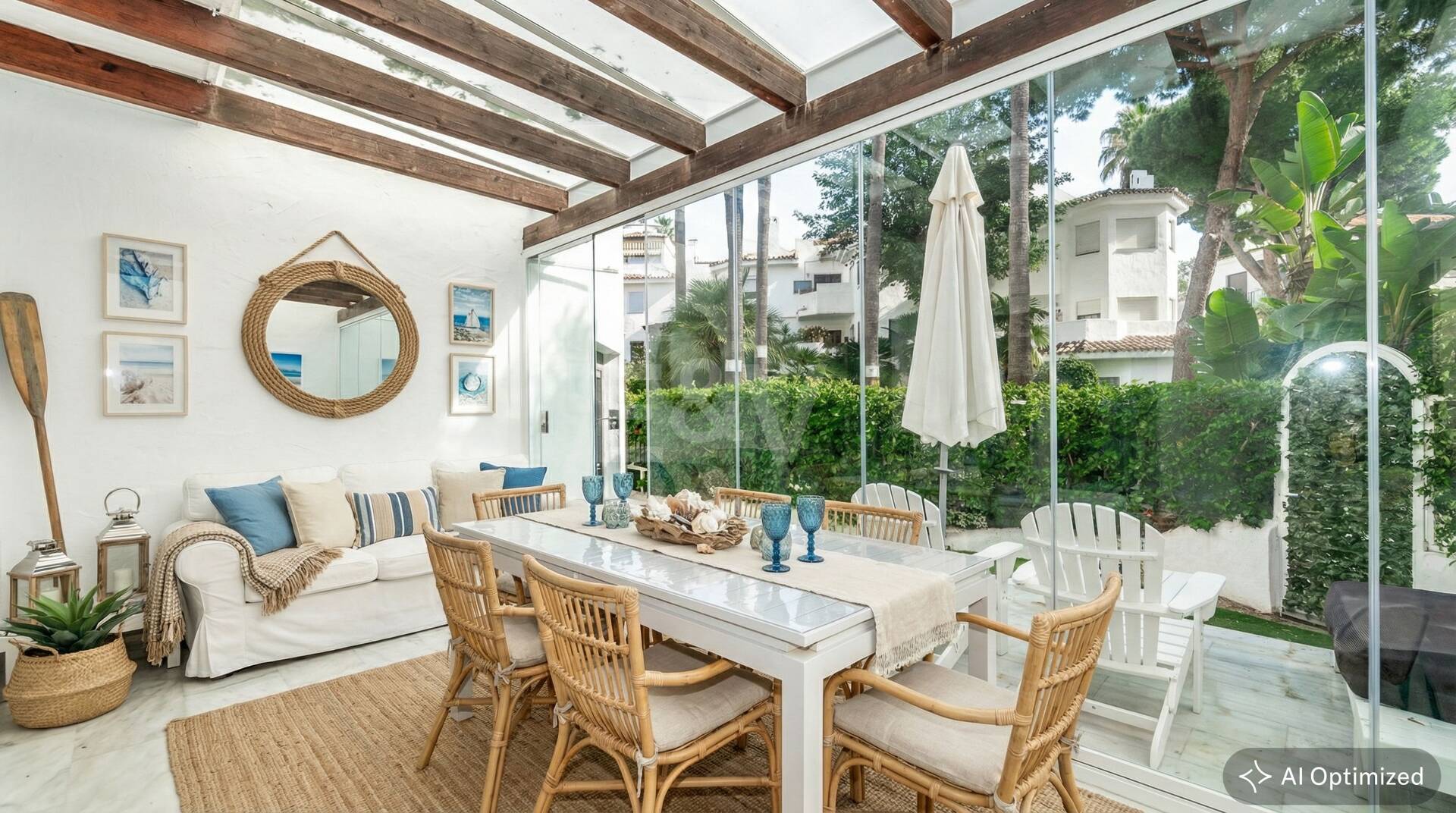 Wohnung in erster Strandlinie mit tropischen Gärten und direktem Zugang zum Meer