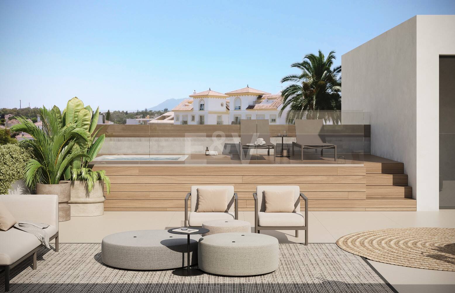 Zeitgenössisches Penthouse mit privater Dachterrasse und Jacuzzi in San Pedro Playa