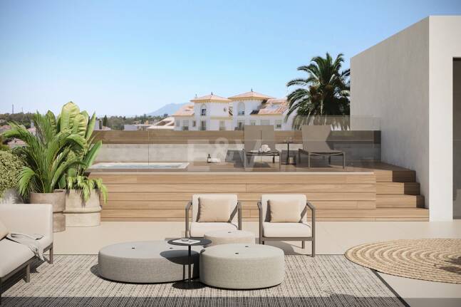 Zeitgenössisches Penthouse mit privater Dachterrasse und Jacuzzi in San Pedro Playa