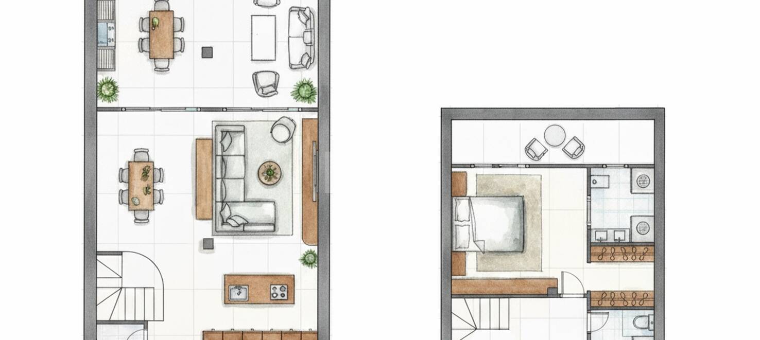 Ibizenkische Strandhaus im Stil mit privatem beheiztem Pool und Innen-Außen-Wohnen