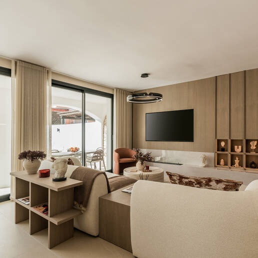 Ibizenkische Strandhaus im Stil mit privatem beheiztem Pool und Innen-Außen-Wohnen