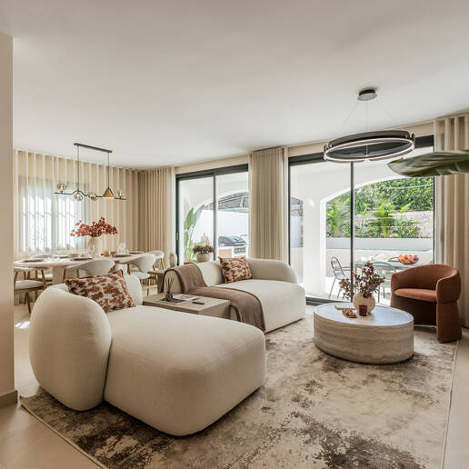 Ibizenkische Strandhaus im Stil mit privatem beheiztem Pool und Innen-Außen-Wohnen