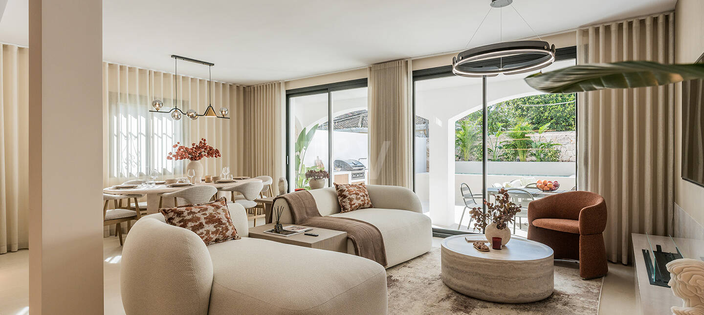 Ibizenkische Strandhaus im Stil mit privatem beheiztem Pool und Innen-Außen-Wohnen