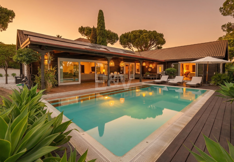 Privat Solar-Powered Wooden Villa i Elviria - Platt trädgård, Pool & Office Suite