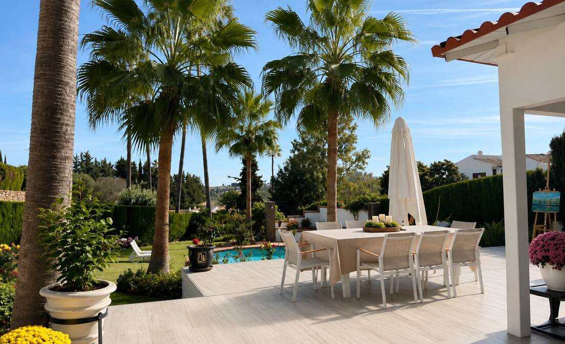 Villa for rent in Benahavis with 8 bedrooms, 8 bathrooms, 8 en-suite bathrooms and has pool (privat), garage and garden...