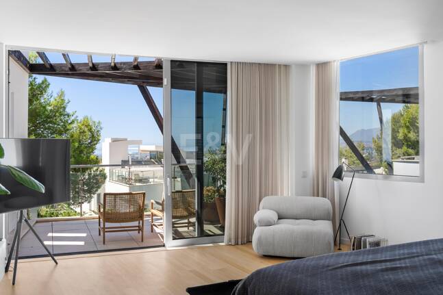 Moderne Doppelhaushälfte mit Meerblick und privatem Pool in Meisho Hills, Sierra Blanca