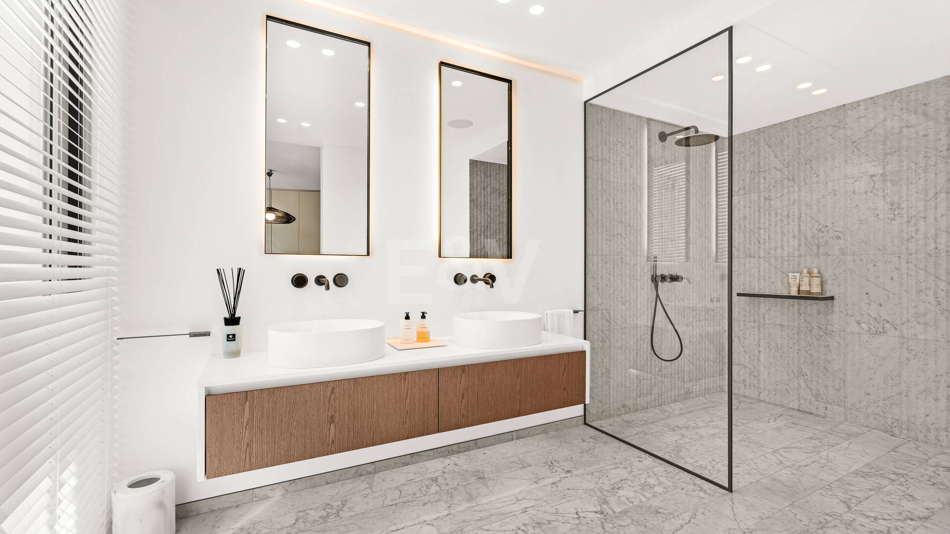 Villa pareada de esquina de estilo contemporáneo con vistas panorámicas al mar y piscina privada en Sierra Blanca