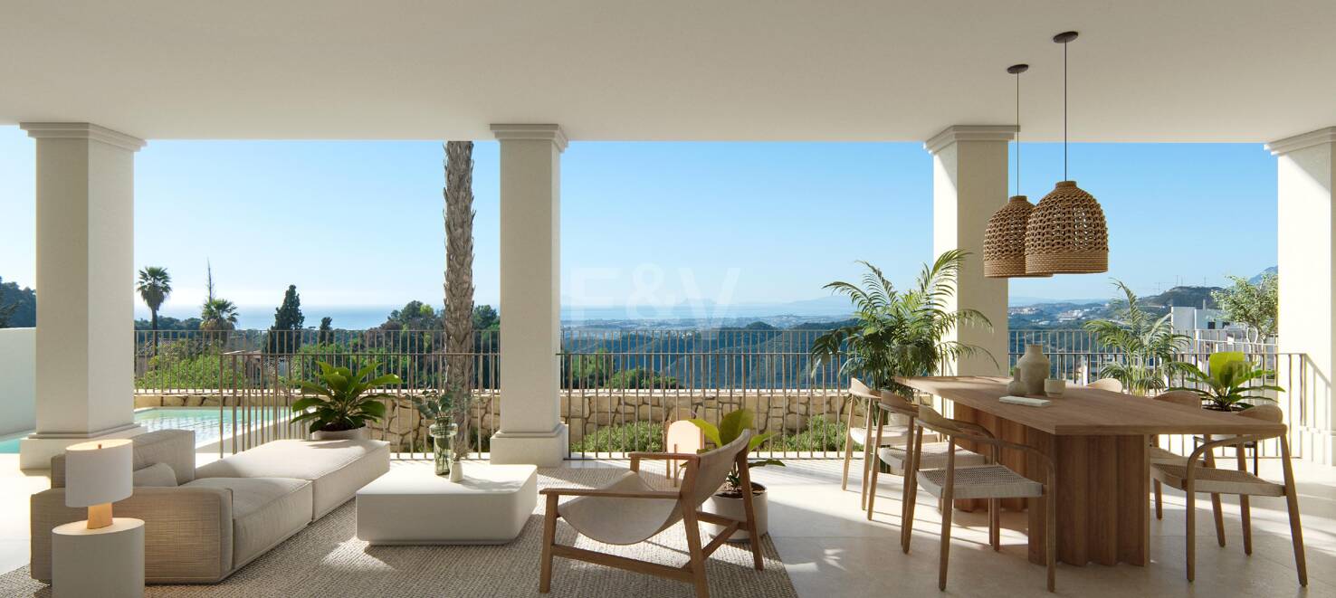 Villa im andalusischen Stil mit skandinavischem Design in einer ruhigen, gesicherten Wohnanlage