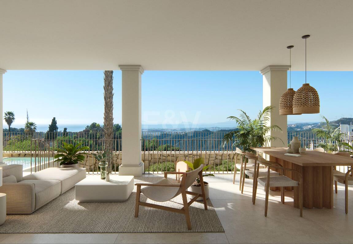 Villa im andalusischen Stil mit skandinavischem Design in einer ruhigen, gesicherten Wohnanlage