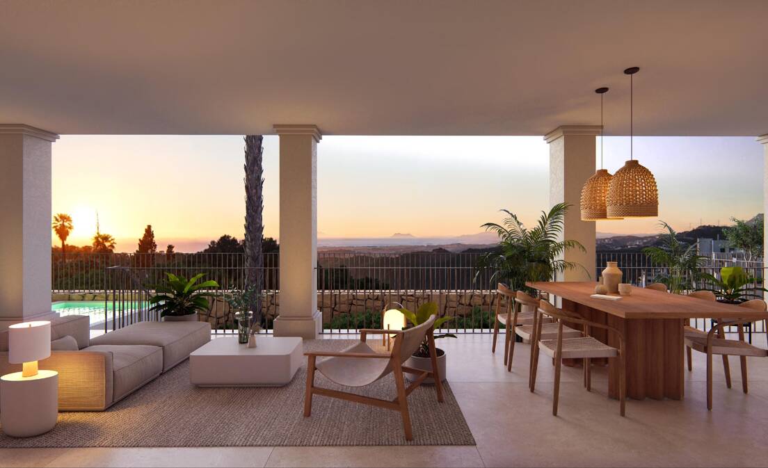 Villa im andalusischen Stil mit skandinavischem Design in einer ruhigen, gesicherten Wohnanlage