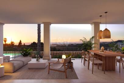 Villa im andalusischen Stil mit skandinavischem Design in einer ruhigen, gesicherten Wohnanlage