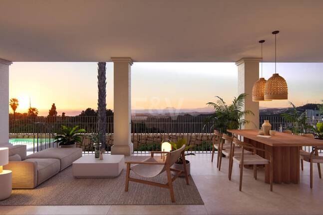 Villa im andalusischen Stil mit skandinavischem Design in einer ruhigen, gesicherten Wohnanlage