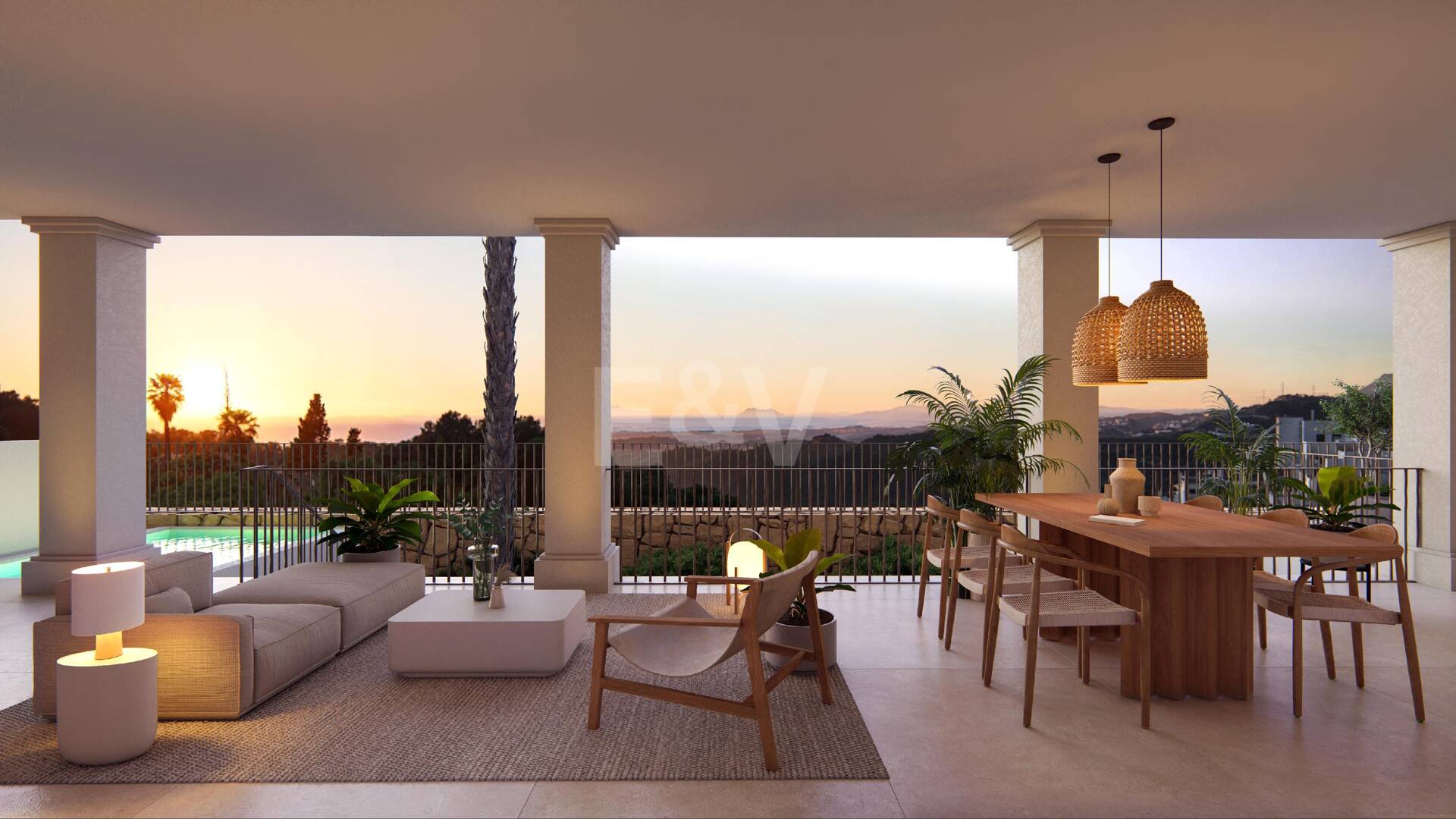 Villa im andalusischen Stil mit skandinavischem Design in einer ruhigen, gesicherten Wohnanlage