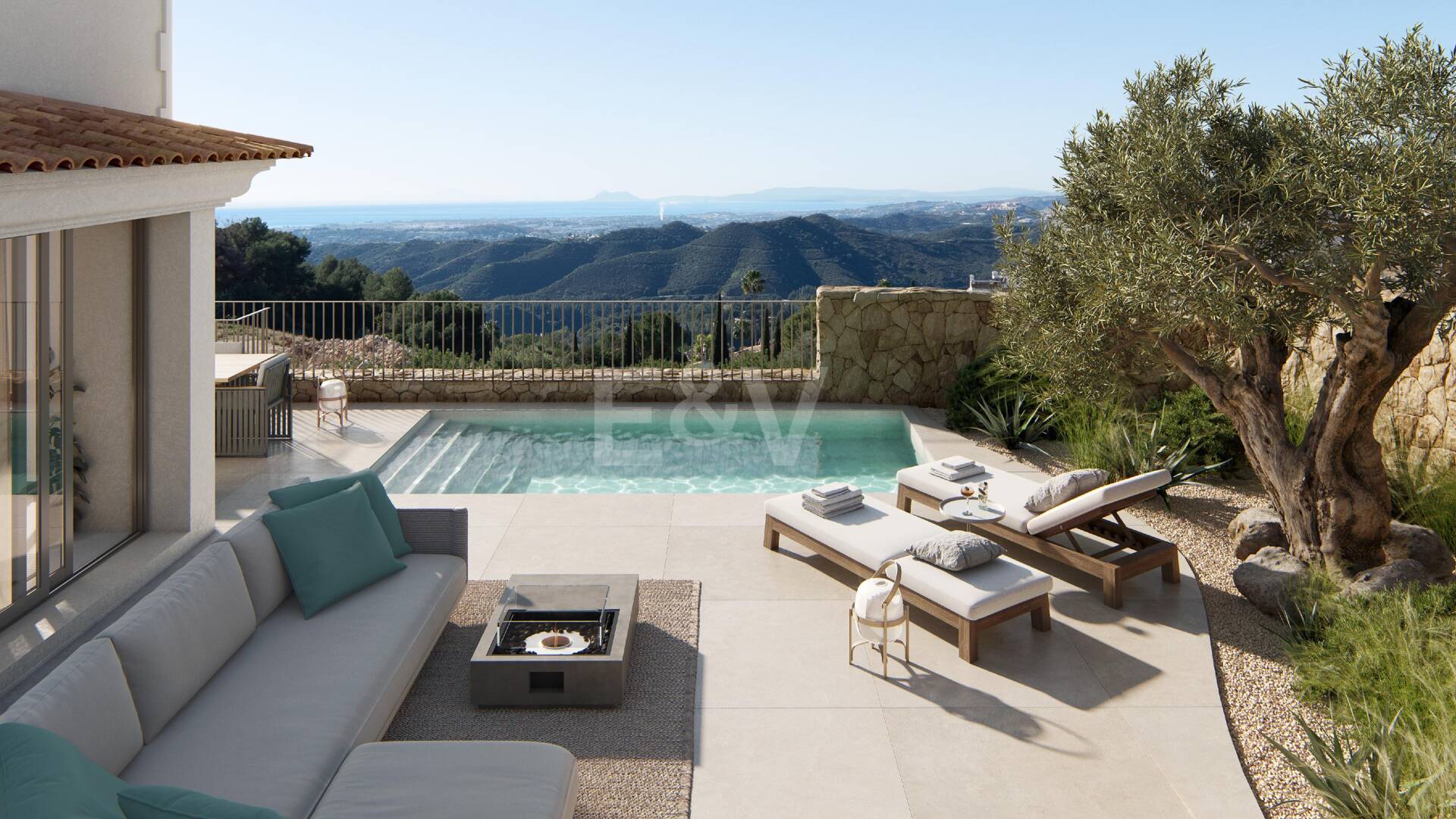 Villa im andalusischen Stil mit skandinavischem Design in einer ruhigen, gesicherten Wohnanlage