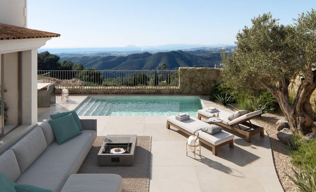 Villa de estilo andaluz con diseño escandinavo en una comunidad cerrada y tranquila