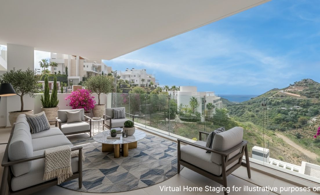 Helt ny lägenhet i Palo Alto med panoramautsikt över havet nära Marbella