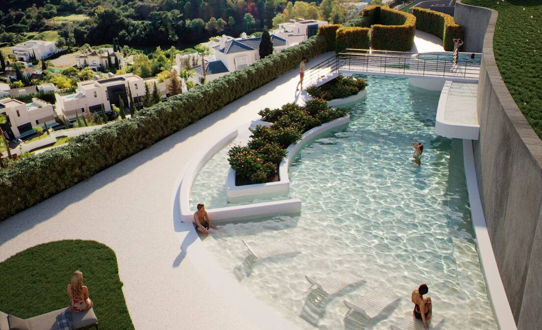 Modern Luxury Garden Lägenhet med panoramautsikt över havet i gated community