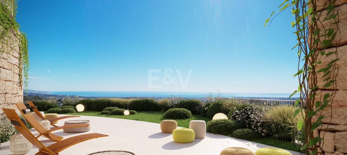 Modern Luxury Garden apartment with panoramic sea views in gated community